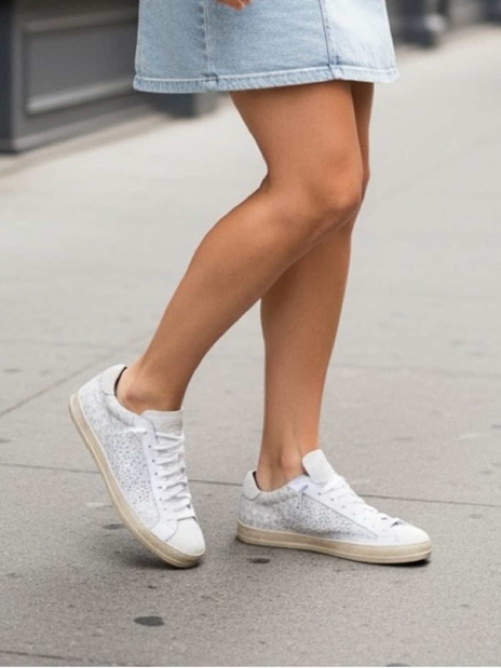 P448 White Leopard Textured Comfort Sneakers Women’s 38 7.5-8 Leather $298